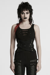 Black Interlaced Lace-Up Buckle Women's Punk Underbust Corset